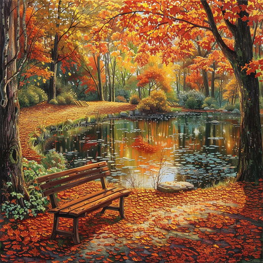 Fallen Leaves Pond - DiamantmåLning